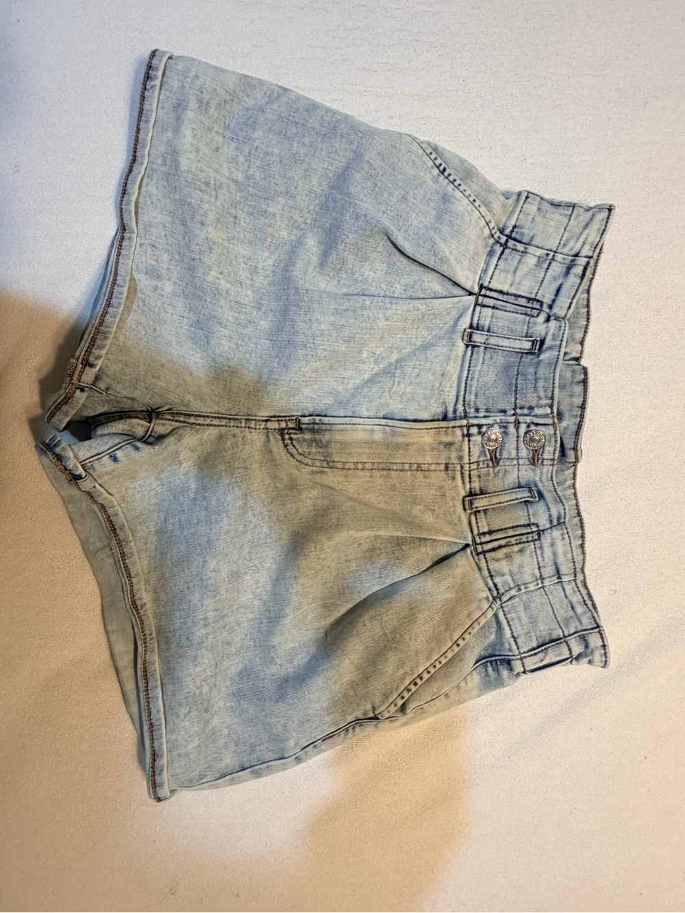 Express Light Blue High-Rise Pleated Denim Shorts
